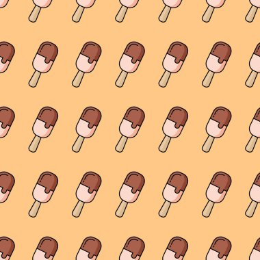 Çikolata kaplı, dikişsiz dondurma deseni. Buz şekeri. Vektör