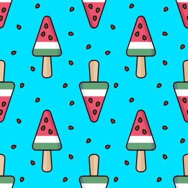 Mavi arka planda dondurma. Kusursuz desen. Vektör 