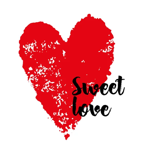 Square banner with a red heart and the inscription Sweet Love. Template greeting card, brochure or wallpaper. Vector — Stock Vector