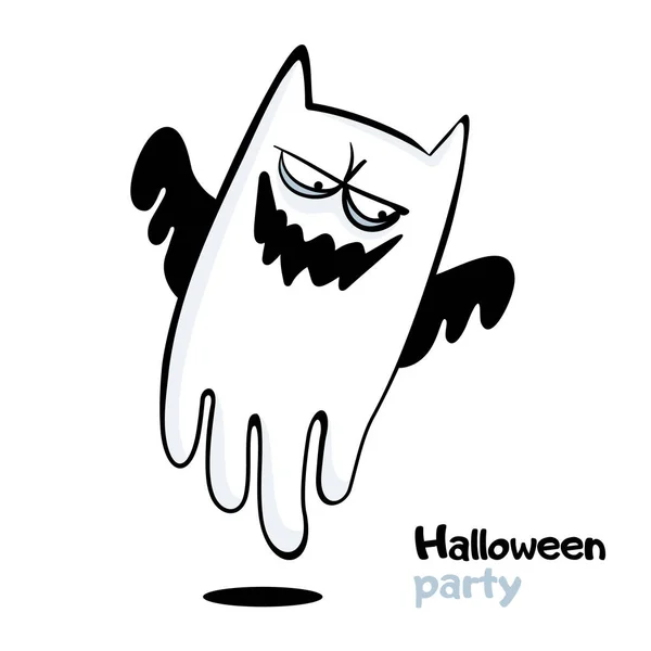 Gato Dibujos Animados Disfraz Espectador Para Una Fiesta Halloween Ilustración — Archivo Imágenes Vectoriales