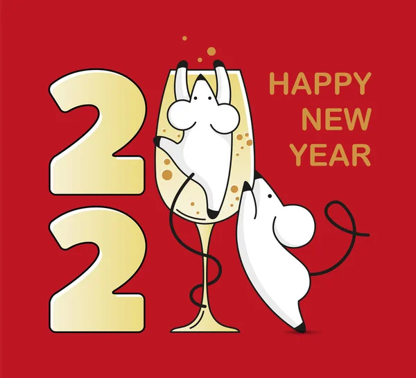 Banner Untuk Happy New Year Simbol Tahun 2020 Tikus Memanjat - Stok Vektor