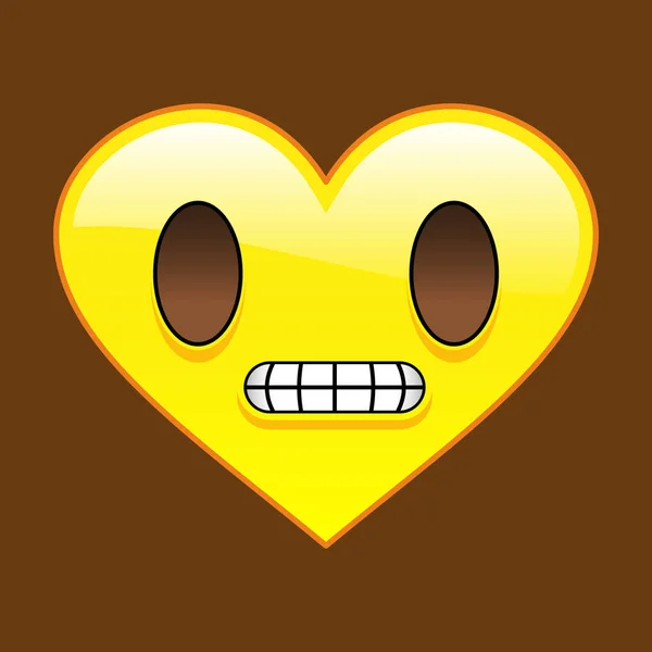 Sonrisa de dibujos animados en forma de corazón, chat, icono. Dientes rechonchos, enojados. Vector — Archivo Imágenes Vectoriales