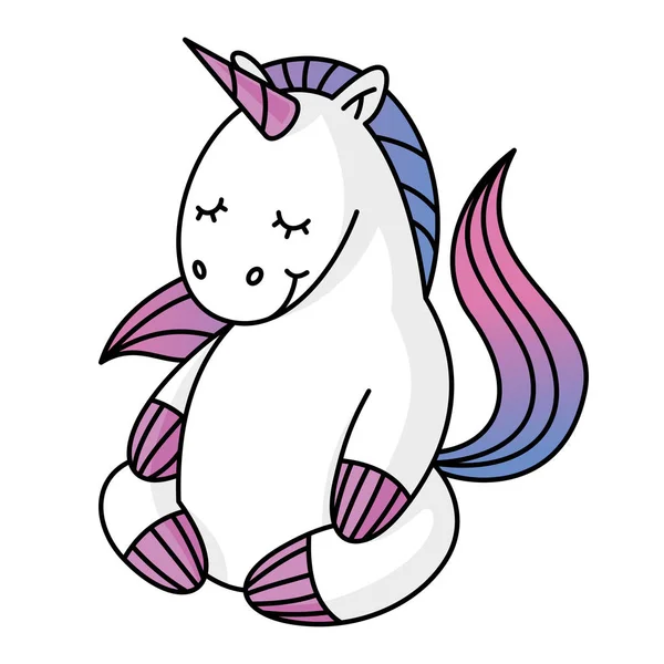 Karakter Unicorn Lucu Yang Bermeditasi Seperti Yoga Cetak Baju Bayi - Stok Vektor