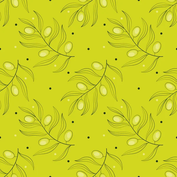 Rami Olive Fondo Verde Sfondo Senza Cuciture Design Moda Interni — Vettoriale Stock