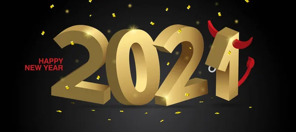 Διαφημιστικό Πανό Καλή Χρονιά Χρυσοί Αριθμοί 2021 Μαύρο Φόντο Κομφετί — Διανυσματικό Αρχείο