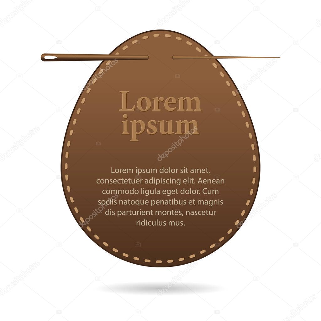 template with space for text, leather label in the form of a chicken egg. Vector, illustration