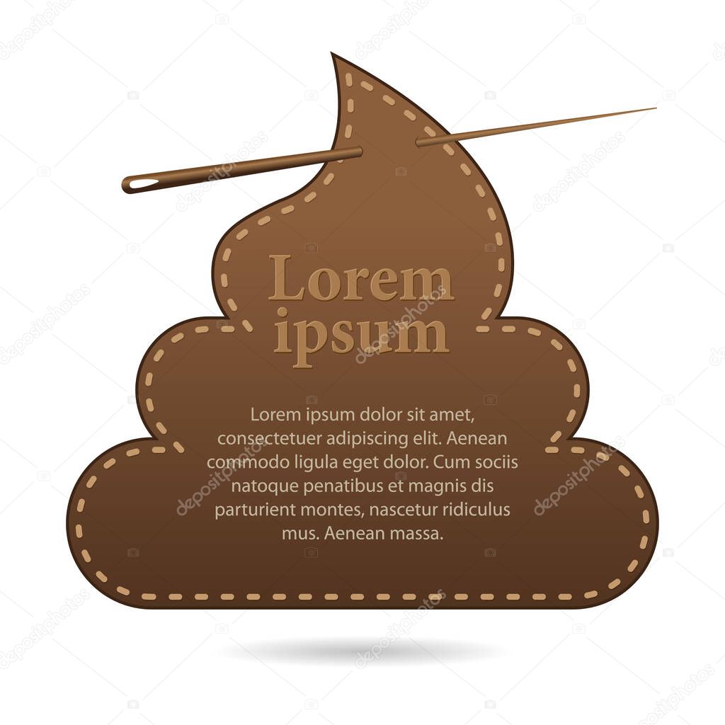 template with space for text, leather label in the form of a pile of shit. Vector, illustration