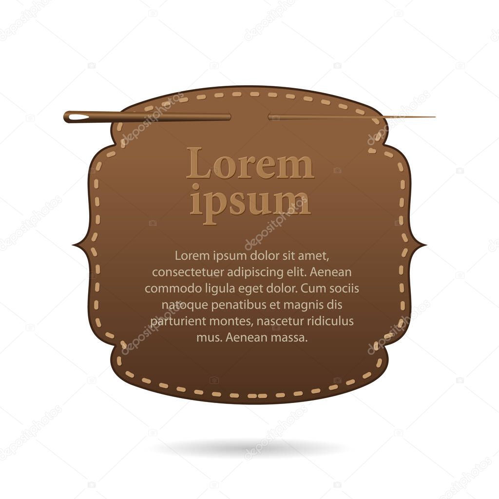 template with space for text, leather label in the form of a beautiful frame. Vector, illustration