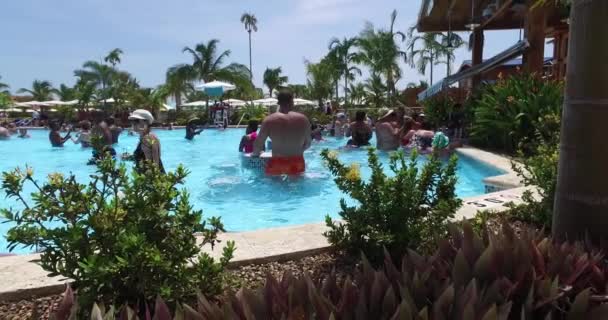 Dia Colheita Piscina Caye Grande Stirrup Cay Ilhas Berry Caribe — Vídeo de Stock