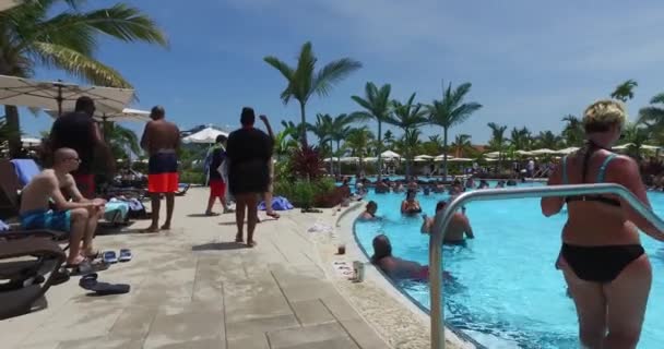 Day Harvest Caye Pool Great Stirrup Cay Berry Islands Caribbean — Stock Video