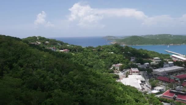 Πανοραμική Θέα Του Νησιού Αγίου Θωμά Και Αγκυρωμένο Κρουαζιερόπλοιο Thomas — Αρχείο Βίντεο