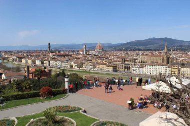 Florence, İtalya-Nisan 8 2018:Viewpoint ve Floransa Panoraması