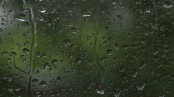 雨落在窗口在风暴 反向加速的录影 — 图库视频影像