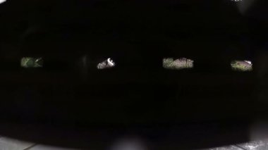 Panjurlar kaldırma ve yağmurlu bir gün pencereden izlerken