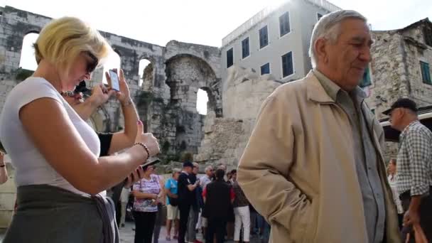 Turisti Nel Centro Storico Spalato Croazia Ottobre 2017 — Video Stock