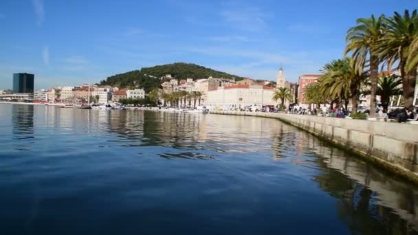 Pan Riva Split Waterfront Boulevard Split Croácia Outubro 2017 — Vídeo de Stock