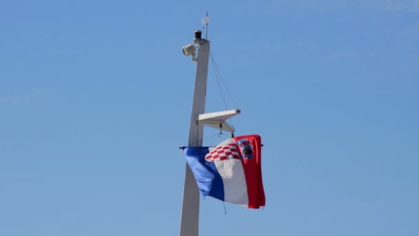 Bandera Croacia Ondeando Viento — Vídeos de Stock