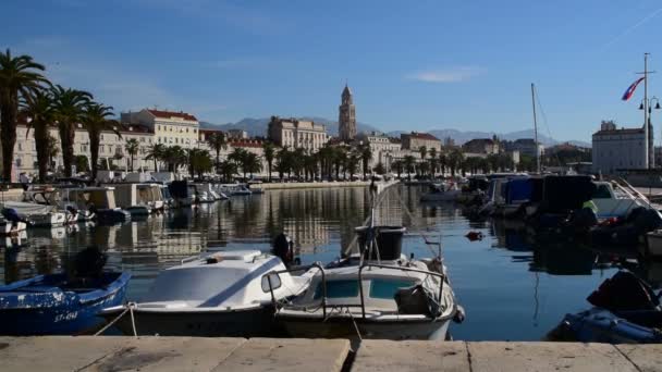 Manzaralı Akdeniz Sahne Eski Roma Şehir Split Hırvatistan — Stok video