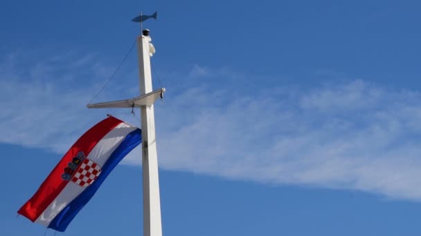 Chorvatská Vlajka Vlnící Větru — Stock video