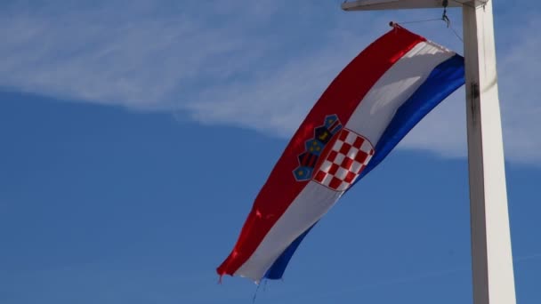 Bandera Croacia Ondeando Viento — Vídeos de Stock