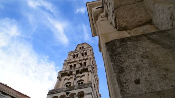Kathedraal Van Saint Domnius Met Klokkentoren Split Croatia — Stockvideo