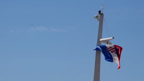 Hırvatistan Bayrağı Rüzgarda Dalgalanıyor — Stok video