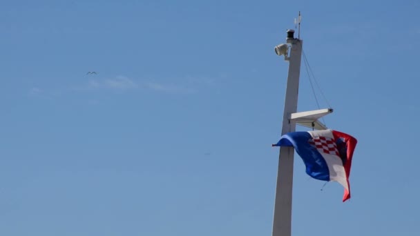 Bandera Croacia Ondeando Viento — Vídeo de stock