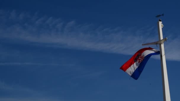 Bandera Croacia Ondeando Viento — Vídeos de Stock