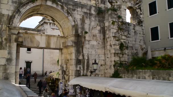 One Entrances Old Town Split Croatia October 2017 — Stock Video