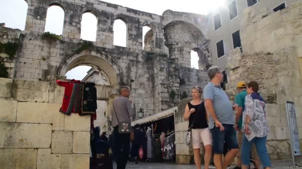 Turisté Starém Městě Split Chorvatsko Října 2017 — Stock video