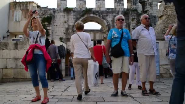 Touristes Dans Vieille Ville Split Croatie Octobre 2017 — Video