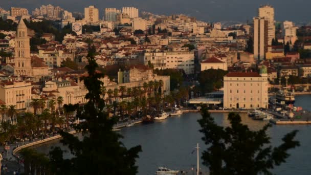 Split Panorama Vom Aussichtspunkt Frühen Abend — Stockvideo