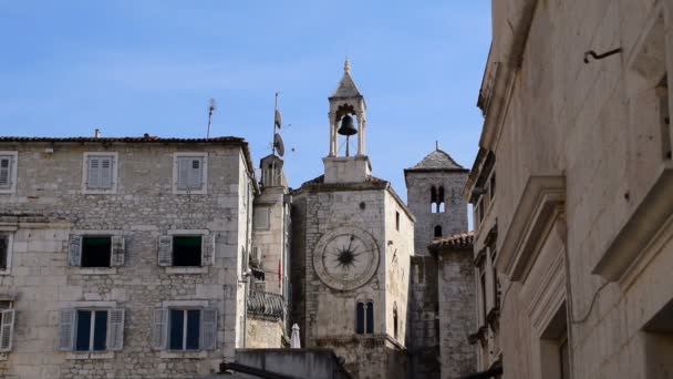 Věž Hodinami Lidové Náměstí Split Chorvatsko — Stock video