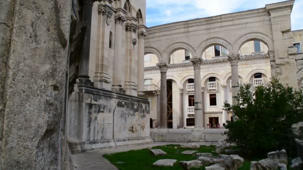 Diocletianus Paleis Kathedraal Van Saint Domnius Met Klokkentoren Split Croatia — Stockvideo