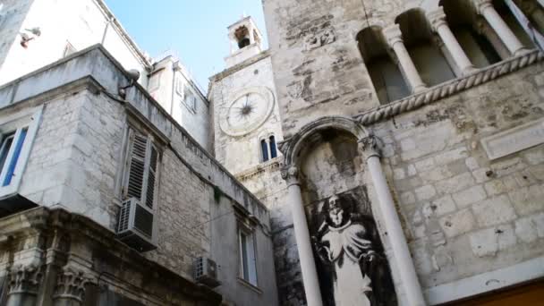 Croatia Split Clock Tower People Square — стоковое видео