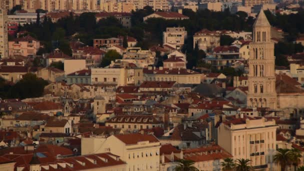 Oude Stad Split Vanuit Het Gezichtspunt Vroeg Avond — Stockvideo