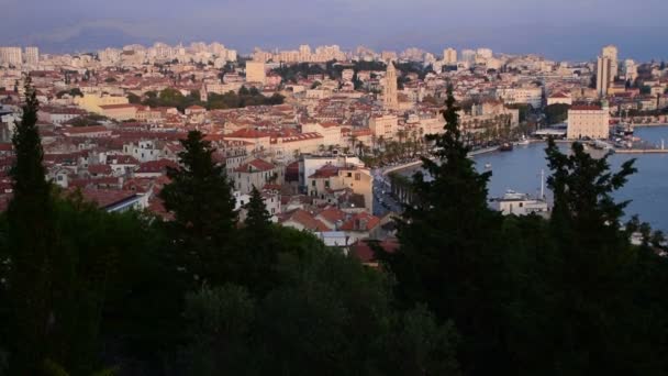 Kippbewegung Spaltete Panorama Vom Aussichtspunkt Frühen Abend — Stockvideo