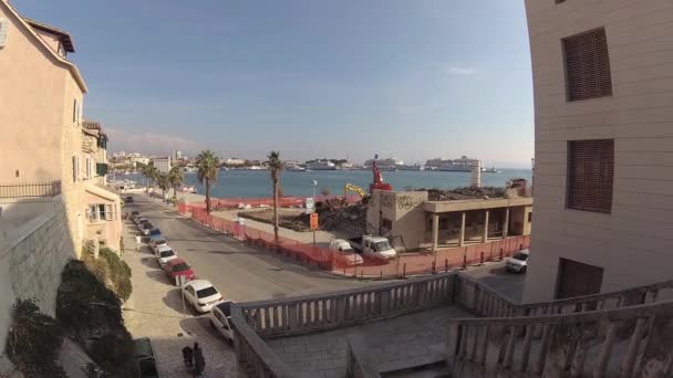 Bauarbeiten Der Nähe Des Hafens Split Kroatien Oktober 2017 — Stockvideo
