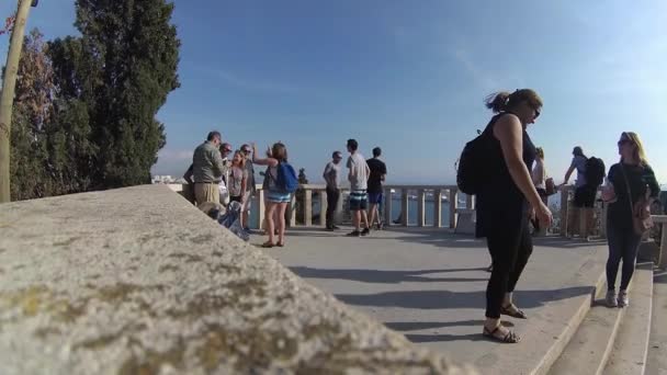 Skupina Turistů Vyhlídce Kopec Marjan Parku Les Split Chorvatsko Října — Stock video