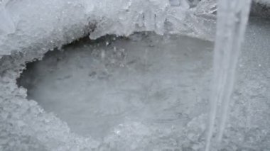 Buz ve buz sarkıtları kışın erime