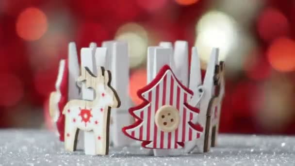 Küçük Ahşap Ren Geyiği Ahşap Noel Ağacı Noel Yeni Yıl — Stok video