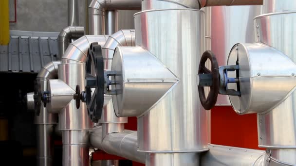 Heating Plant Pipes Factory - heating valves and pipes — Stock Footage Heating Plant Pipes Factory Heating Valves Pipes Stock Video