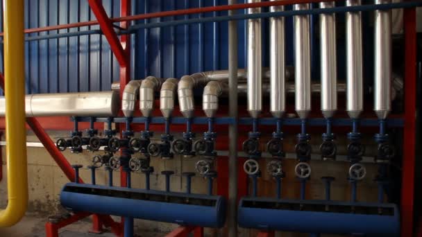 Pipes And Faucet Valves Of Heating System — Stock Footage Pipes Faucet Valves Heating System Royalty Free Stock Video