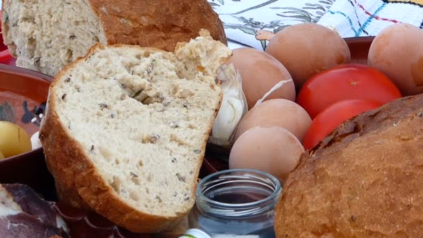 Desayuno Casero Aire Libre Preparando Almuerzo Para Los Trabajadores Campo — Vídeo de stock