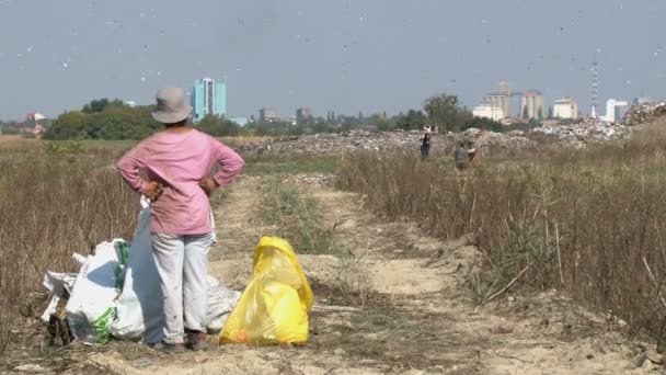 Arme Menschen Auf Der Mülldeponie Vojvodina Serbien Oktober 2018 — Stockvideo