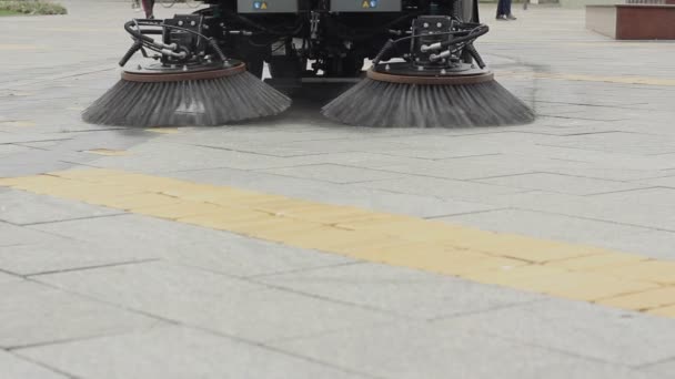 Uma Máquina Limpeza Rua — Vídeo de Stock