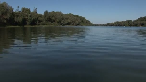 Blick Von Einem Boot Während Der Fahrt Auf Dem Fluss — Stockvideo