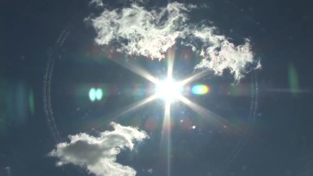 Cielo Azul Nubes Movimiento Sol — Vídeo de stock