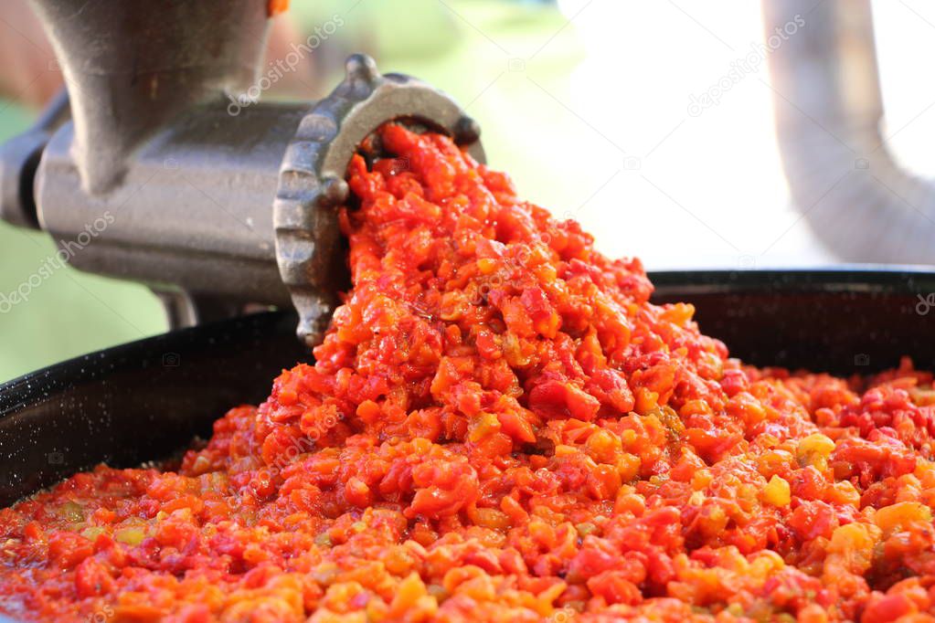 Mechanical Grinding Of Red Paprika