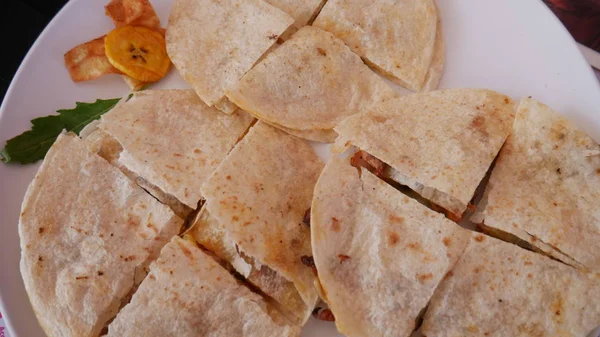 Tres Platos Tradicionales Mexicanos Tacos —  Fotos de Stock